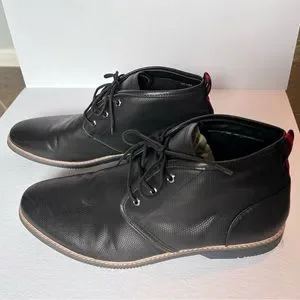 Boots Steve Madden men\'s black faux leather desert size 11 lace up ribbon tag Boots Steve Madden men main image 3